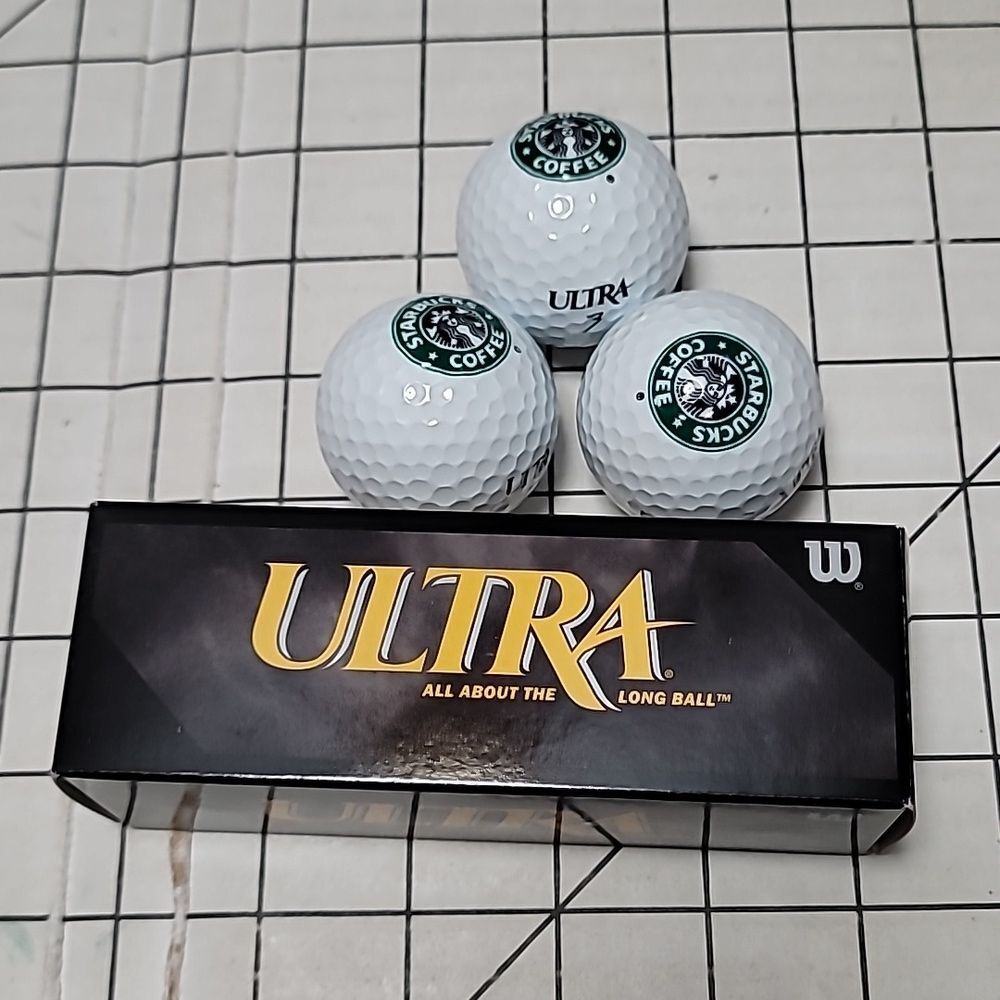 Set of 3 Ultra Wilson Starbucks Coffee Golf Balls, NWOT, Long Ball - Distance